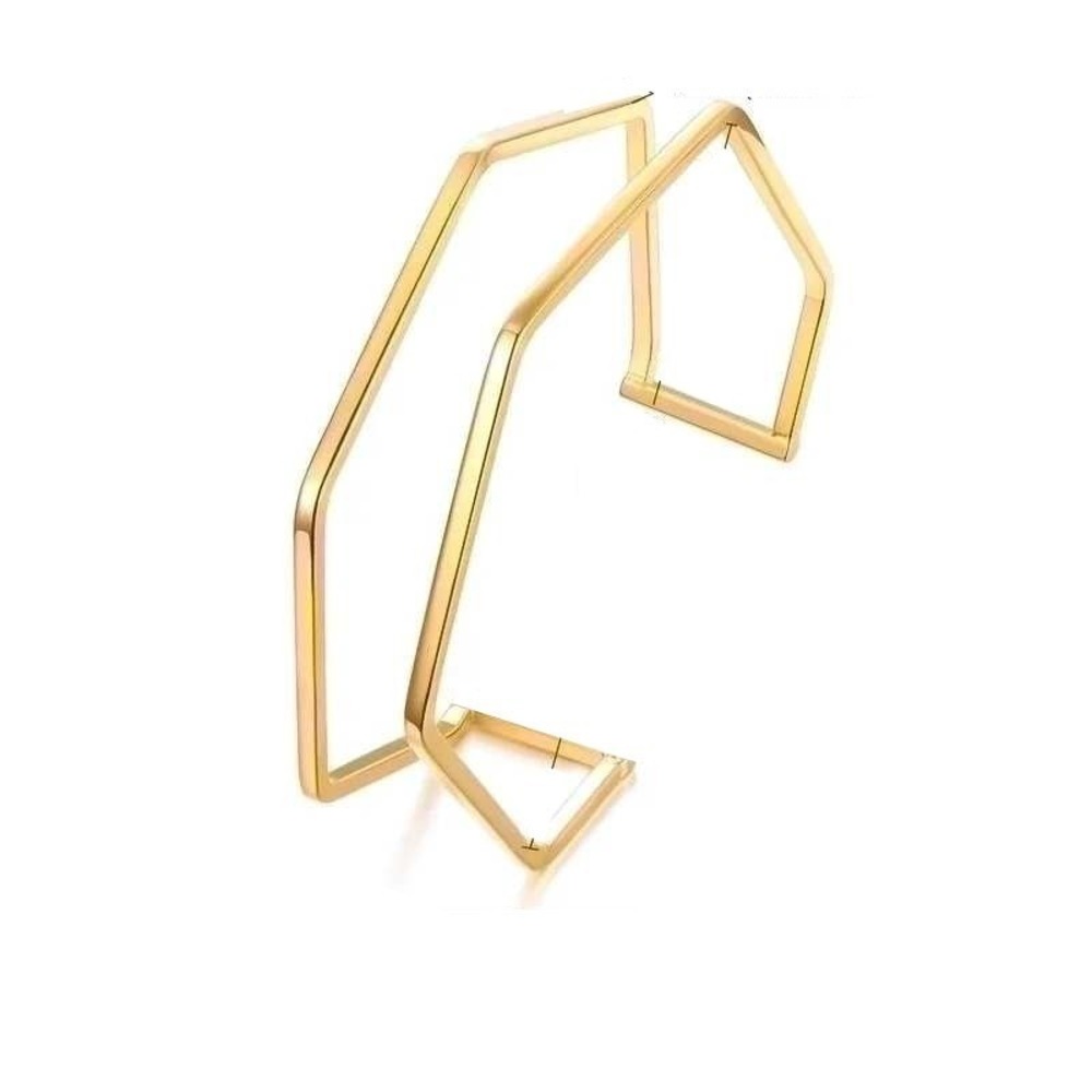 Gold Stainless Steel Open Cuff Bangle Bracelet Geometric Minimalist Jewelry